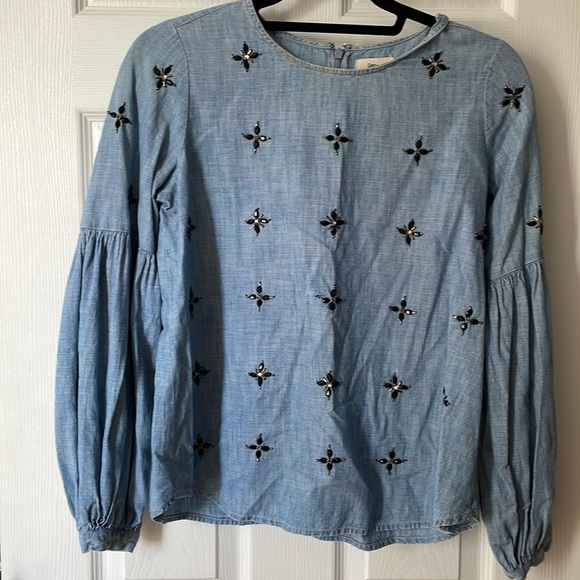 Gap Denim embellished blouse - Picture 1 of 4